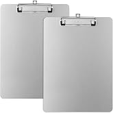 ZCZN Metal Clipboards, 2 Pack Heavy Duty Aluminum Clipboards 12 x 9 Inches, A4 Letter Sizer Document Holder with Low Profile Clip, Suitable for School, Office, Jobsite or Medical Staff, Silver