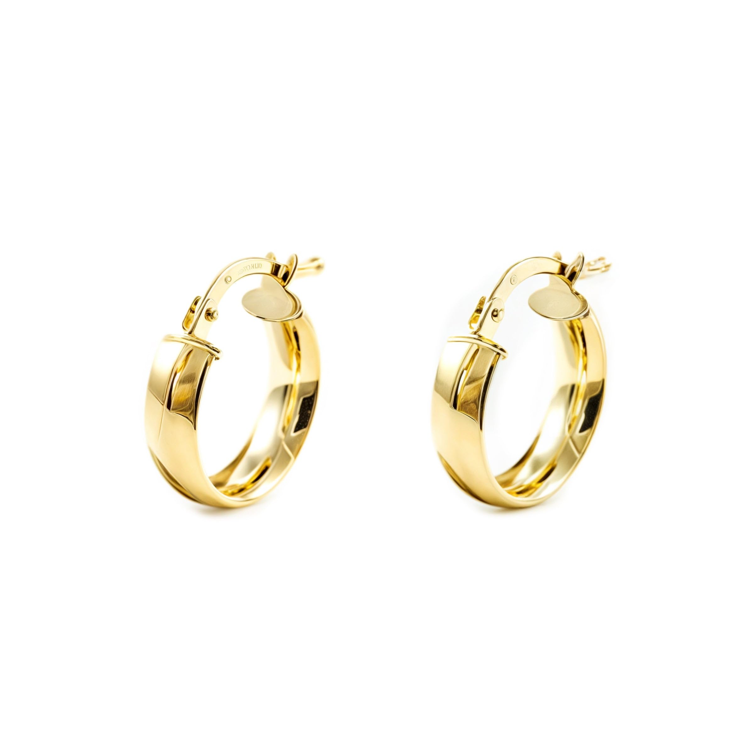 18ct Yellow Gold hoop Earrings 13.5x4 mm