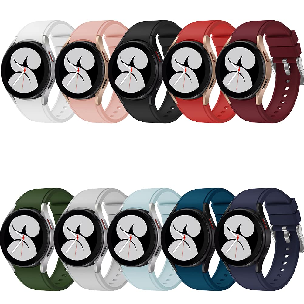 FunBand Compatible with Galaxy Watch5 40mm 44mm/Galaxy Watch5 Pro 45mm Galaxy Watch 4 40mm 44mm,20mm Printed Soft Silicone Classic Bracelet Replacement Band fit for Watch 4 Classic 42mm 46mm 10 Pack