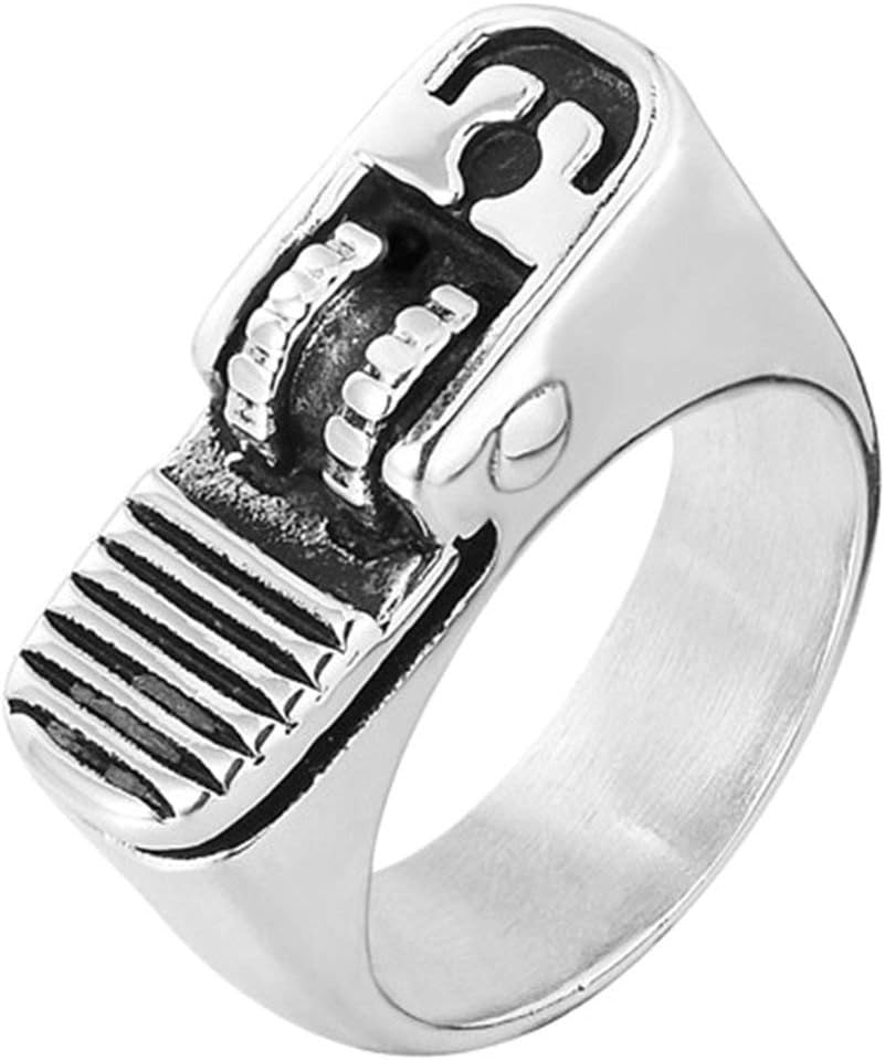 Amody Men's Gothic Ring Vintage Lighter Stainless Steel Punk Men's Ring