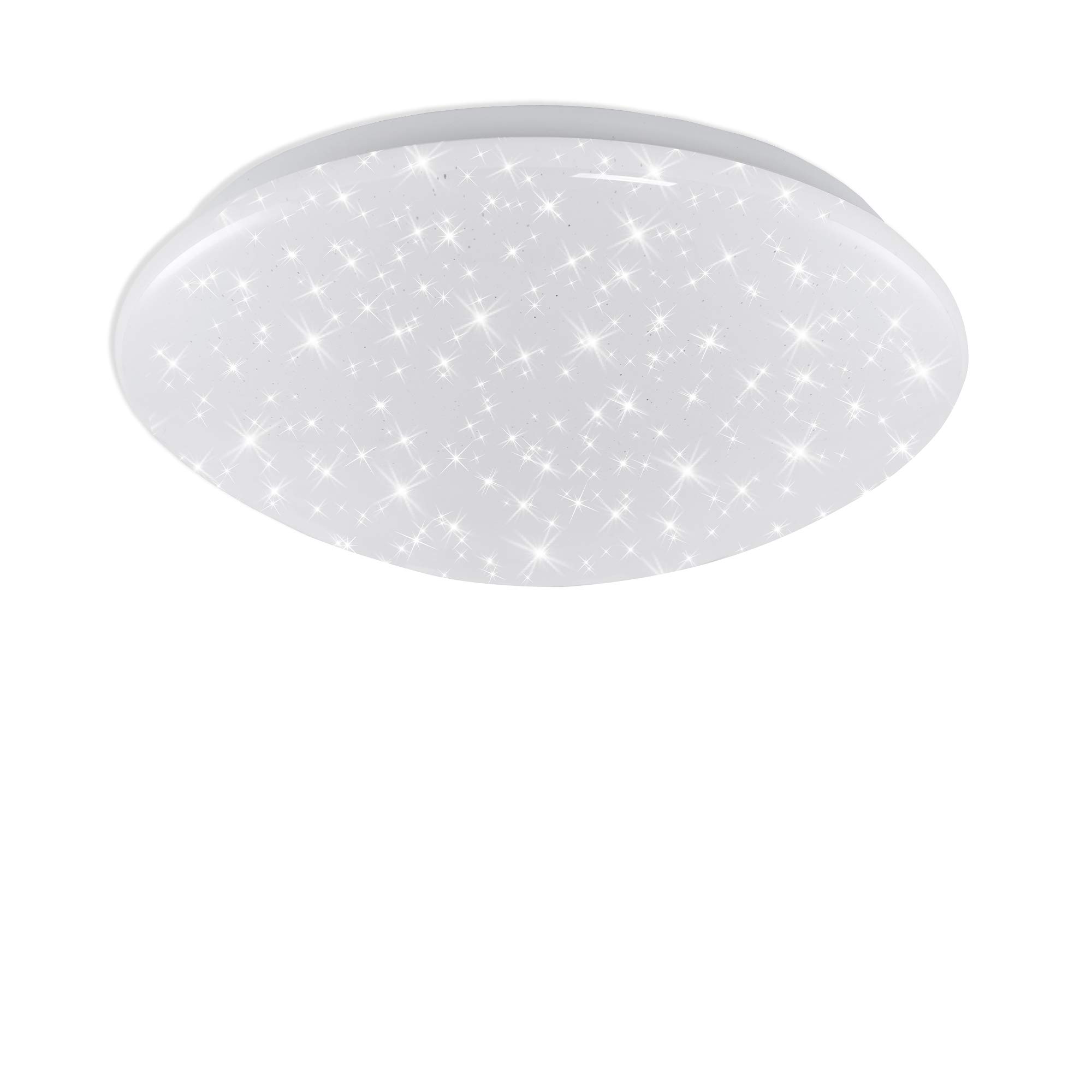 BRILONER Leuchten - LED Bathroom Light, Ceiling Light with Star Decoration, IP44, 12 Watt, 1,200 Lumens, 4,000 Kelvin, White, Diameter 28 cm