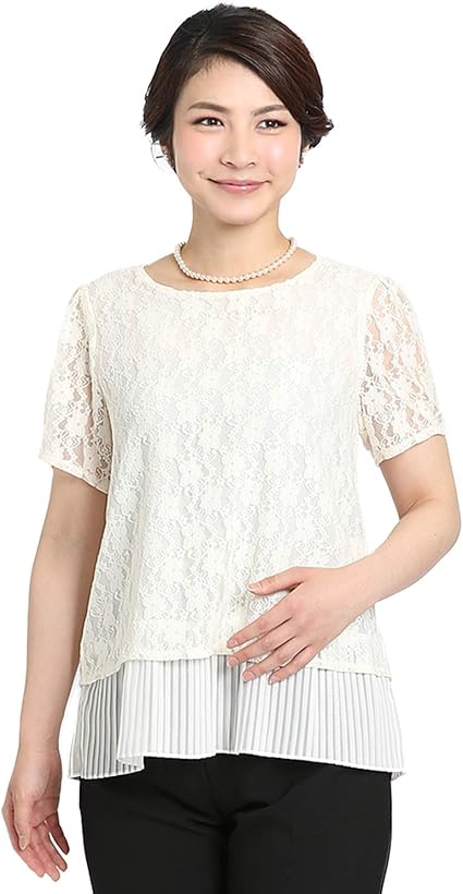 Amazon Co Jp ニナーズ Nina S ブラウス レディース フォーマル 女性用 母 ママ 母親 入園式 入学式 卒園式 卒業式 白 ホワイト セレモニー 大きいサイズ レース シフォン 半袖 春 夏 秋 Fb 415wh S 3l 服 ファッション小物