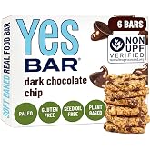YES Nut Bars - Soft Chewy Healthy Snack Bars (Dark Chocolate Chip, 6 count) | Soft Chewy Bars with Organic Maple Syrup &ndash; Vegan, Paleo, Gluten Free, No Refined Sugar, Dairy Free, Plant Based, Low Sugar