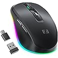 seenda Wireless Mouse with Jiggler - Light Up USB C Mouse, USB & Type C Receiver, Build-in Jiggler Mover Compatible with MacBook,iPad,Windows Tablet/Laptop/Computer - Black