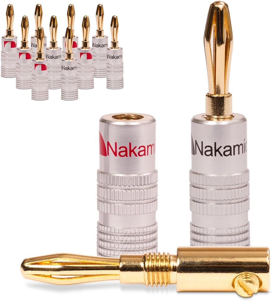 12 x Banana Plug Gilded High End Nakamichi Banana Plugs 24 K For Cable Up To 6 mm²