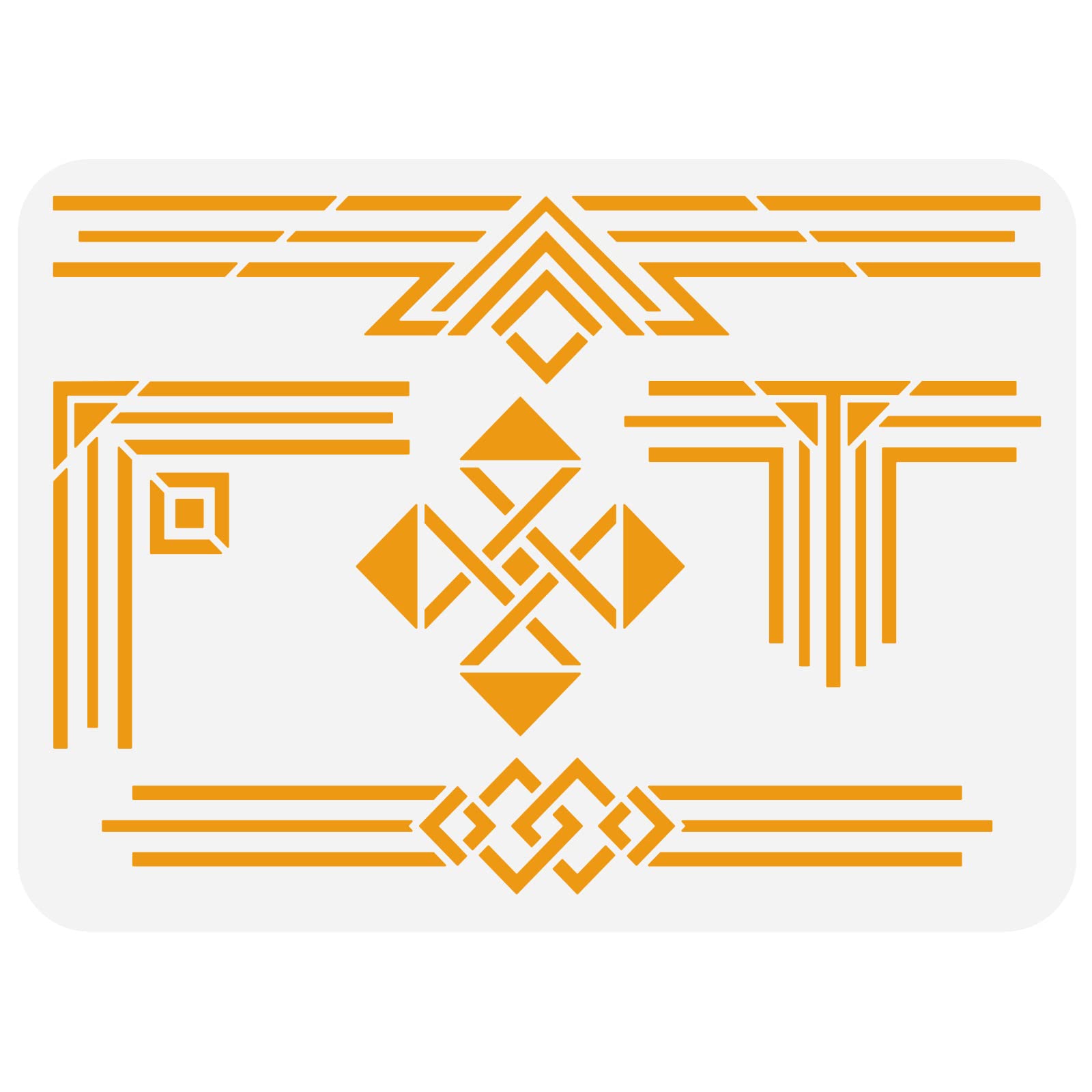 FINGERINSPIRE Geometric Border Stencil 29.7x21cm Art Decor Frames Borders Stencil Plastic Rectangle Triangle Pattern Templete Reusable DIY Art and Craft Stencils for Wood Wall Painting