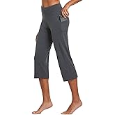 baleaf Womens Yoga Capri Pants High Waist Capri Leggings with Pockets Wide Leg Crop Exercise Workout Summer Pants