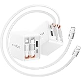 SUPERONE 84W Retractable Charger with Dual Cables, 45W PD Fast Charging Retractable Wall Charger, Retractable Phone Charger Wall Plug for iPhone 17 16 15 14 13 12 11, Samsung, MacBook, iPad, Pixel