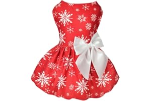 MSNFOASM Doggie Christmas Dress,Lightweight Velvet Dog Costume Puppy Clothes, Cat Holiday Outfit for Winter(Snowflake Red M)