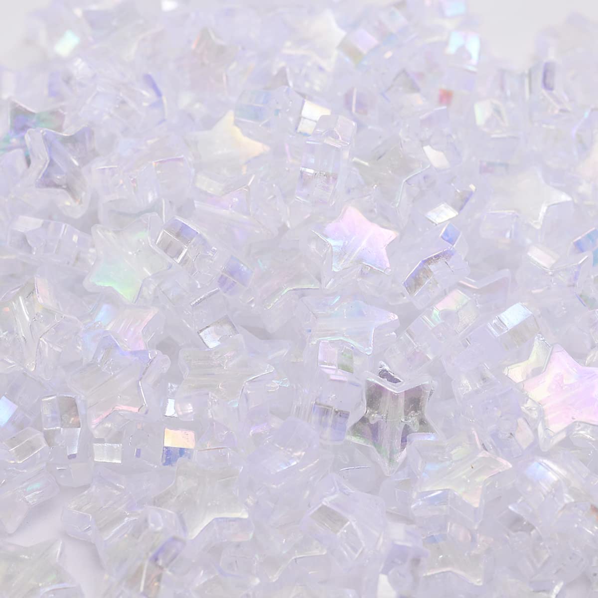 LadayPoa 400pcs AB Acrylic Heart Beads for Jewelry Making - Cute Plastic Charms for Necklace, Bracelet, Earring - Assorted Spacer Bulk Aesthetic Craft DIY (Clear White)