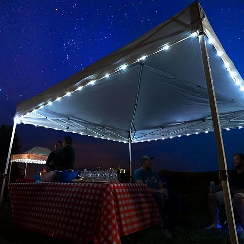 CanopyBrightz LED Canopy Lights, White - Outdoor Canopy Tent Lights for 10'x10' Tents - Instant Pop Up Canopy Lights - Camping Tent Light Accessories - 40ft Light String