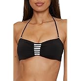 Trina Turk Women's Monaco Tab Bandeau Bikini Top, Adjustable, Tie Back, Swimwear Separates