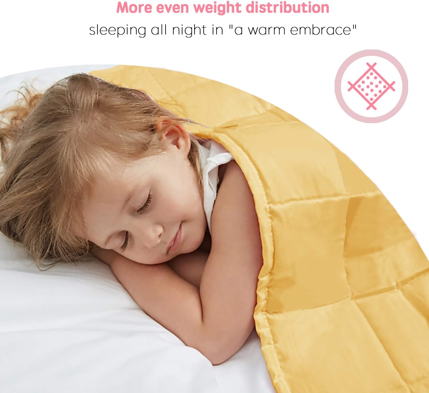 Warm Yellow 100 Cotton Kids Weighted Blanket with Glass Beads 36x48