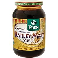 Eden Organic Traditional Barley Malt Syrup, Whole Grain Liquid Sweetener, 74.5% Maltose, Non-Diastatic, Non-GMO, 20 oz Glass 