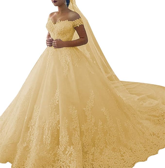 yellow lace wedding dress