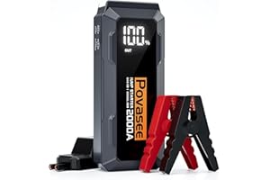 Povasee Jump Starter 2000A Peak battery jumper starter portable, 12V Car battery jump starter up to 8L Gas or 6.5L Diesel Engine Battery Jump box with 3" LCD Display Power Bank/Dual Output/LED Light