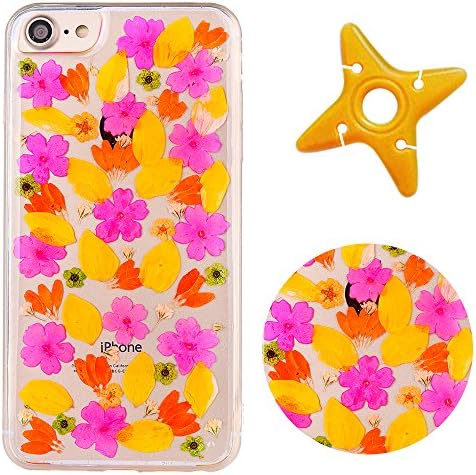 iPhone 6 Creative Shell, MAOOY iPhone 6s Elegant Nature Real Flower and Leaves Serie Cover for Girls and Women, Flexible Ultra Thin Lightweight Dust-proof Skin for iPhone 6/6s, Colored Flower 8