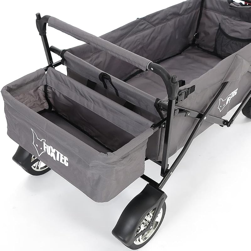 Bollerwagen City CT500, Carro Plegable con Techo UV, con Doble Freno Delantero.- Apto para niños, Ciudad, Campo, Playa o montaña- Tirar o Empujar - Capacidad de Carga 75 kg - Bolsa Trasera