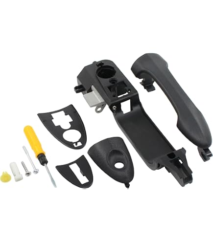 Exterior Door Handle Set For 2000-2007 Ford Focus & Mazda Tribute - Smooth Black - Front/Rear Left/Right