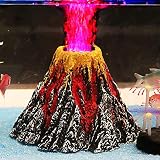 Aquarium Decorations, Air Stone Bubbler Volcano Shape Ornament Kit Set with Red LED Spotlight for Decorate Aquarium Fish Tank