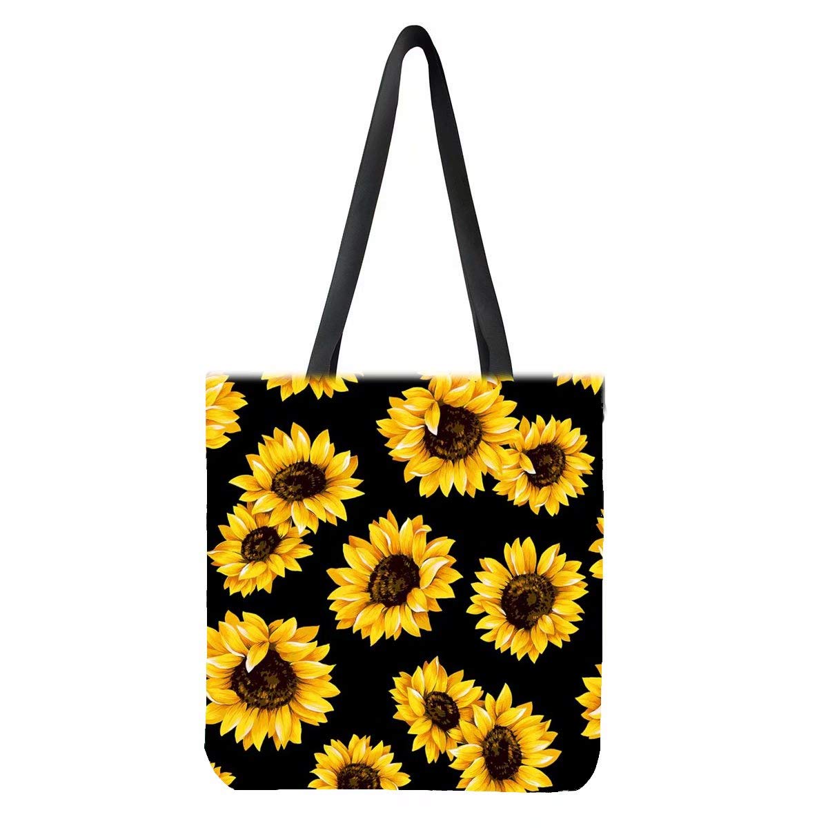 chaqlin Sunflower Canvas Tote Bags Large Capacity Reusable Grocery Bags Women Ladies Fashion Shoulder Handbags,Black — image 1