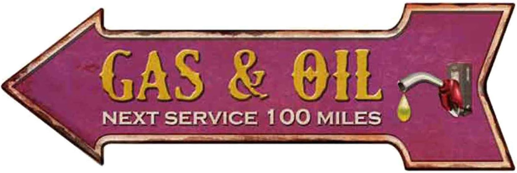 Ochoice Metal Street Signs Arrow Gas&Oil Signs for Station Decoration