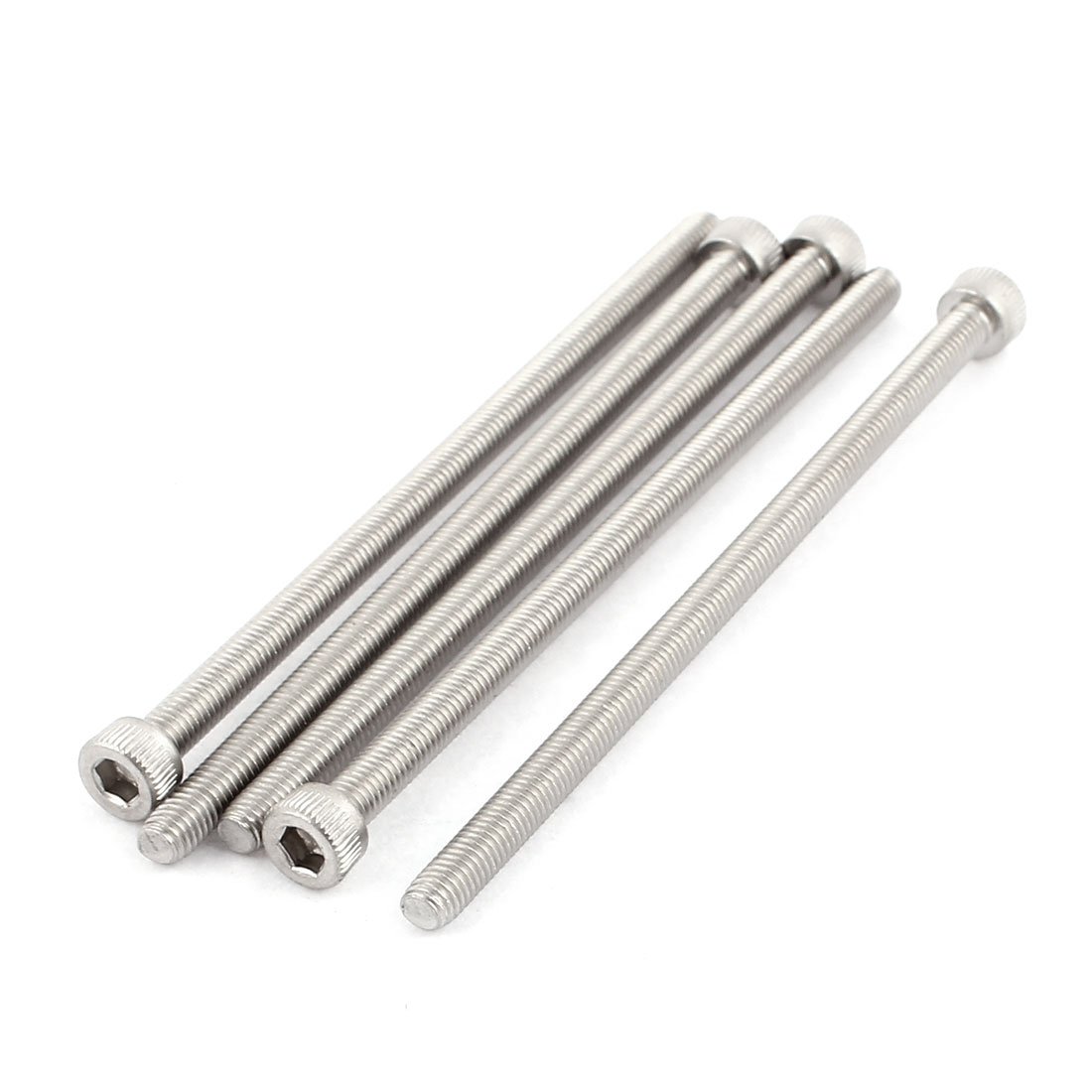 Sourcingmap M5x100mm Thread 304 Stainless Steel Hex Socket Head Cap Screw Bolt DIN912 5pcs