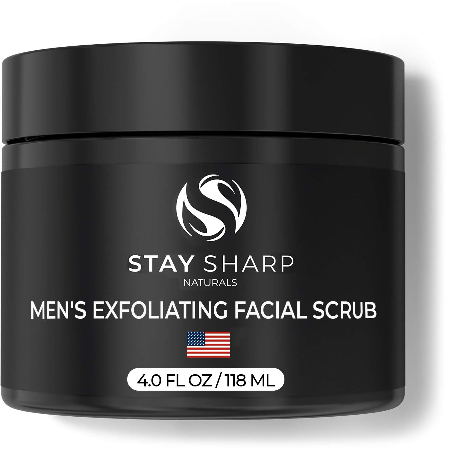 Exfoliating Face Scrub for Men - 4 oz Luxury Daily Mens Facial Scrub - Natural Organic Skin Care with Deep Powerful Exfoliator - Formulated with Organic Aloe, Witch Hazel and Kaolin Clay