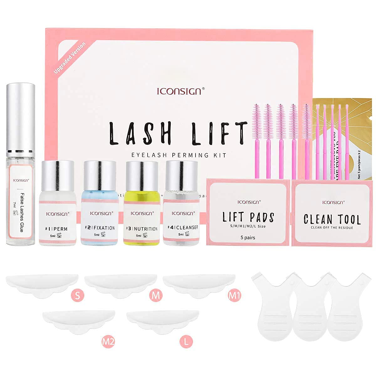 ICONSIGN Eyelash Lift Kit, Updated Lash Lift Kit, Professional Semi-Permanent Curling Eyelash Perm Kit, Suitable For Salon And Home Use
