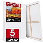 ESRICH Stretched Canvas for Painting 24x36 Inch, 5Pack Large Canvas for Painting, Primed Acid-Free Cotton Blank Canvases, Art Paint Canvases for Oil Paint,Watercolor,Acrylic Paint,Gouache and Tempera.
