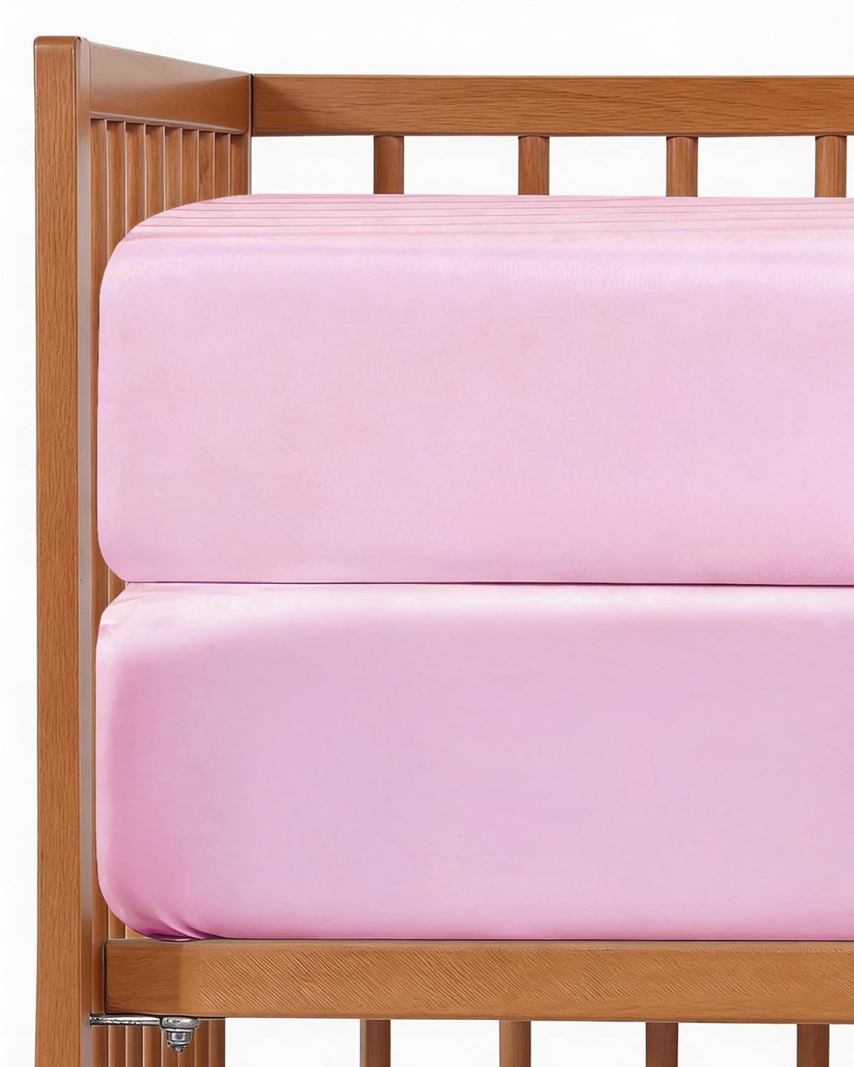 Photo 1 of 2-Pack Mini Crib Sheets Fitted - Pack N Play Sheets for Pack and Play Mattress - Stretchy Soft Microfiber Playard Bedding - Mini Toddler Bed Cover for Boys and Girls - Oeko-Tex - 38 x 24in, Pink Duo