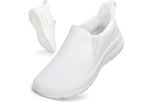 ZOVE Wide Toe Box Shoes Women Wide Width Waterproof Leather Hands Free Nursing Sneakers Ultra Light Extra Wide Walking Sneakers Non-Slip Chef Diabetes Nurse Work Shoes