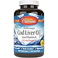 Carlson - Cod Liver Oil Gems, Low Vitamin A, 230 mg Omega-3s, Norwegian, Wild Caught, Sustainably Sourced, 150 Softgels