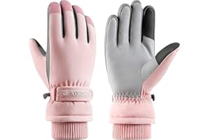 Andiker Women Winter Ski Gloves, Waterproof Touchscreen Snowboard Gloves, Windproof Warm Snow Glove for Skiing Running and Cycling