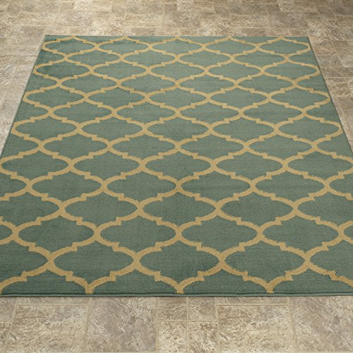 Ottomanson Royal Collection Trellis Teal Contemporary Moroccan Trellis Design Area Rug, 5'3" X 7'0", Sage Green