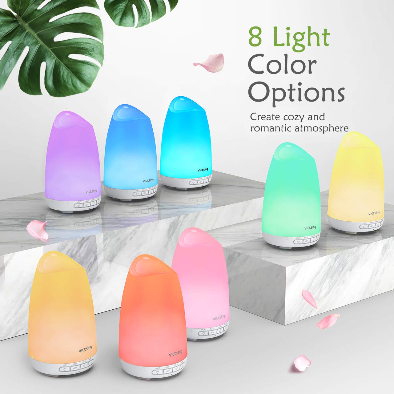VicTsing 150ml Essential Oil Diffuser, 3rd Version Aromatherapy Diffusers Ultrasonic Cool Mist Humidifier with Sleep Mode, Waterless Auto-Off & 8-Color LED Light for Home Office Room Baby-White : Beauty