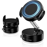 2025 Upgraded Vacuum Magnetic Phone Holder Stand, for Magsafe Suction Cup Phone Mount Adjustable [98LBS Suction&2800gf Strongest Magnetic] Car Accessories for Women Men Car/Mirror, with Clip/Magnet