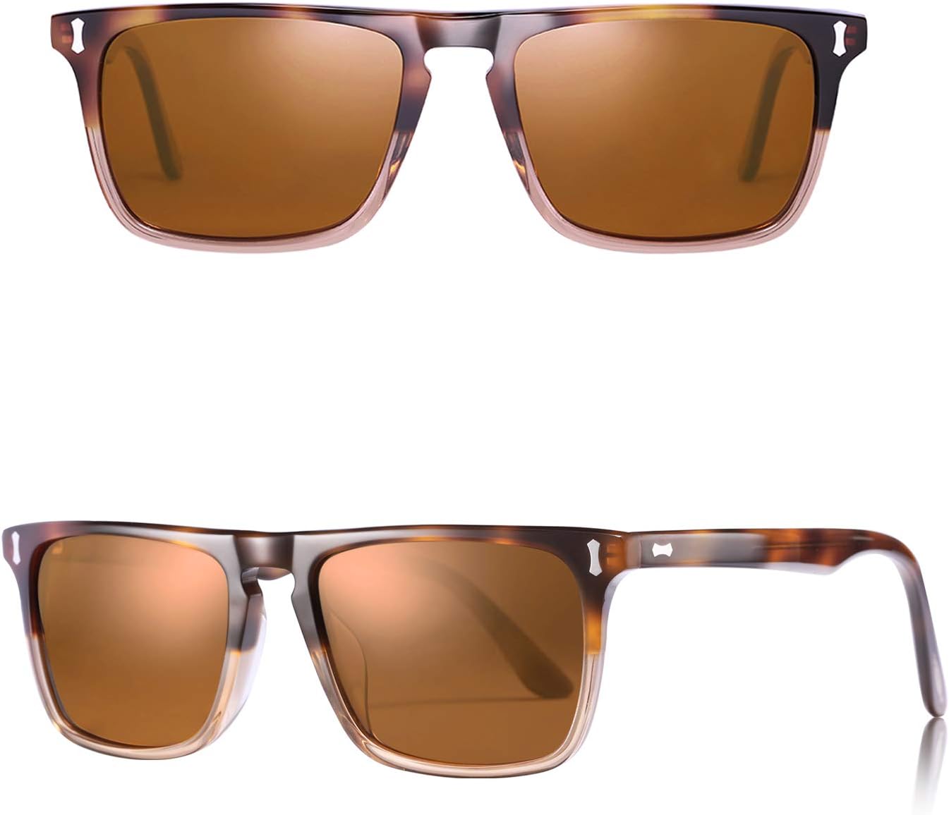 Carfia Rectangular Polarized Sunglasses for Men UV Protection Acetate