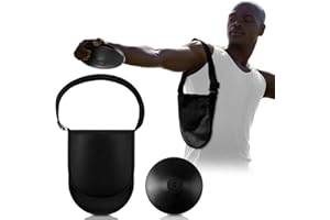 ShinyRelief 2 Pcs Rubber Discus and Discus Shot Carrier Bag 1kg Discus Field Shot Put Discus Carry Bag with 2 Pockets Adjustable Carrying Strap for High School College Thrower Track Field