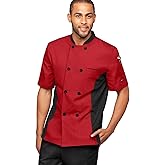 Men's Chef Coat Short Sleeve - Professional Chef Jacket with Breathable Mesh Side Panels & 2 Pockets for Culinary Essentials
