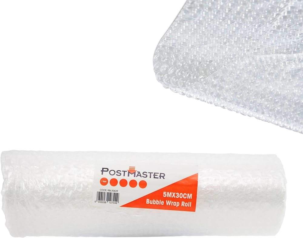 Postmaster Large Bubble Wrap Roll 300mm x 5m with Small Bubbles UK Made