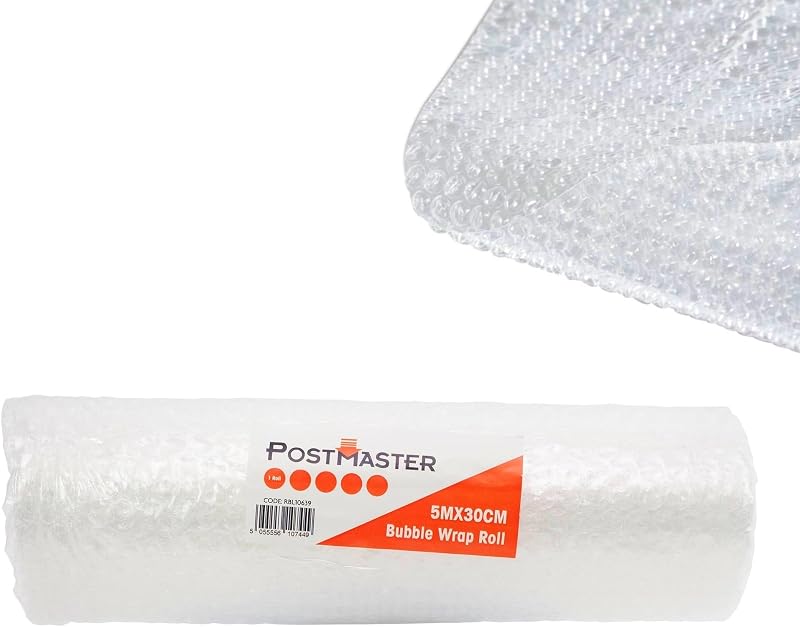 Postmaster Large Bubble Wrap Roll 300mm x 5m with Small Bubbles UK Made