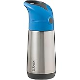 b.box 12 oz Insulated Water Bottle - Keeps Drinks Cold 8 Hours, Warm 6 Hours, Triple Wall Stainless Steel Kids Water Bottle w/Free Flow Silicone Straw, Leakproof & Dishwasher Safe