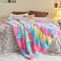 GONAAP Fuzzy Faux Fur Throw Blanket Twin Size Dark