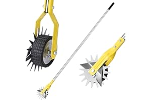 YEELOR Wheel Rotary Edger, Adjustable Length Lawn Edger, Stainless Steel Edger Lawn Tool, Lawn Tool for Manual Edger, Rotary Edger for Sidewalks, Gardens, Driveways and Flower Bed Edging, yellow