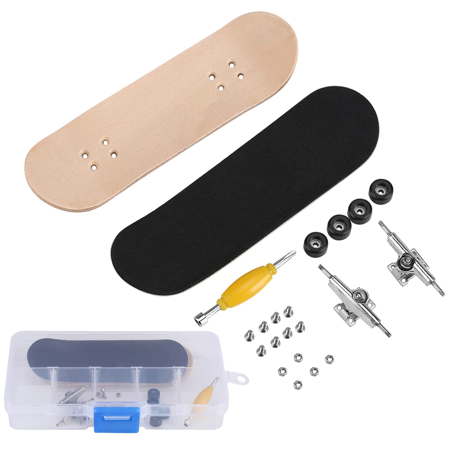 BAFOVY Professional Finger Skateboard - 5-Layered Maple Wood Mini Fingerboard with Bearing Wheels, Complete Set with PU Pad and Elastic Rubber for Stress Relief and Fidget Toy Fun