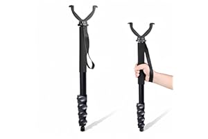 JINSE Shooting Stick with V Yoke, 22-62 inches Adjustable Aluminum Shooting Monopod for Hunting Rifles
