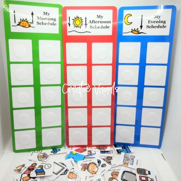 amazon-com-daily-visual-schedule-w-3-charts-60-pcs-picture-cards-communication-behavior-schedule-boy-or-girl-for-autism-adhd-speech-and-language-apraxia-aspergers-handmade-products