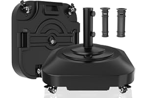 AOSTD Umbrella Base,Heavy Duty Umbrella Stand with 5 Wheels, Max 135lb Fillable Umbrella Holder Wind-Resistant, Mobile Square Market Stand for Outdoor, Deck, Poolside, Lawn (19)
