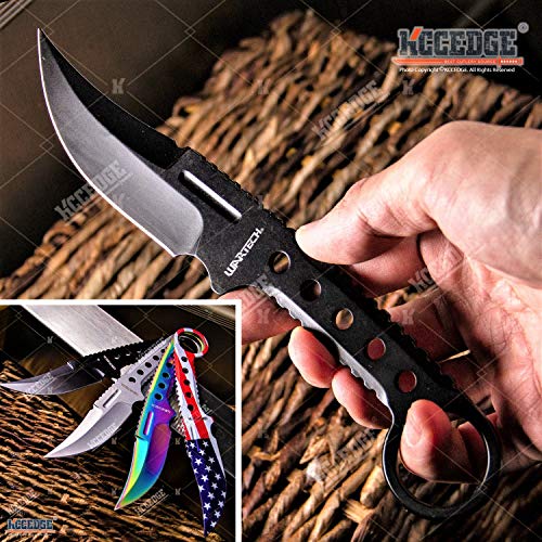 Tactical Knife Hunting Knife Survival Knife Full Tang Fixed Blade Knife Kydex Style Sheath Razor Sharp Edge Camping Accessories Camping Gear Survival Kit Survival Gear Tactical Gear 76407 (Black)